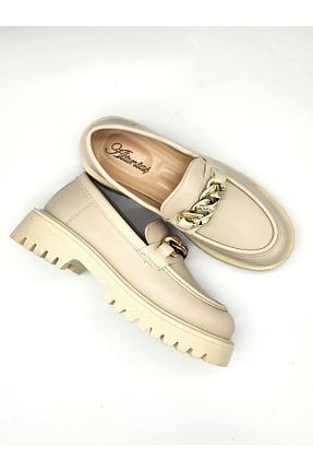 کفش لوفر بژ زنانه چرم مصنوعی Zegeshoes - کد 902969346