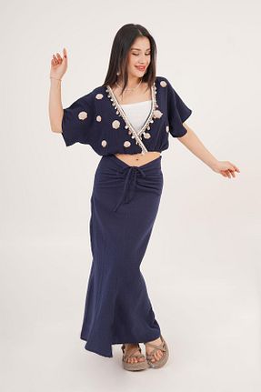 ست بالاتنه و پائین تنه سرمه ای زنانه بافتنی Hipo Trend - کد 926217292