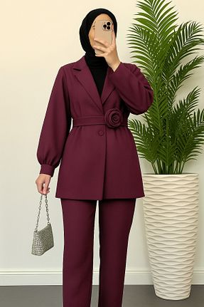 ست بالاتنه و پائین تنه زرشکی زنانه بافتنی Modamorfo - کد 906576363