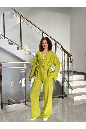 ست بالاتنه و پائین تنه سبز زنانه اورسایز Butik - کد 926213327