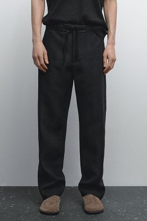 شلوار مشکی مردانه کتان Massimo Dutti - کد 926214822