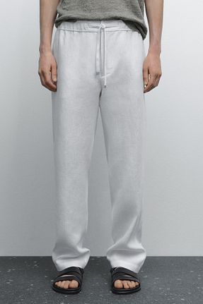 شلوار سفید مردانه کتان Massimo Dutti - کد 926214632