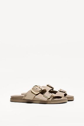 صندل بژ زنانه پاشنه تخت Bershka - کد 926234099