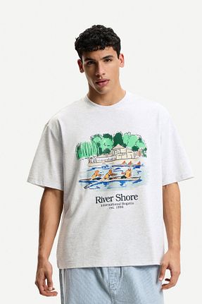 تیشرت طوسی مردانه Relaxed Bershka - کد 926219735