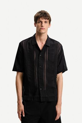 پیراهن مشکی مردانه اسلیم Bershka - کد 926220215