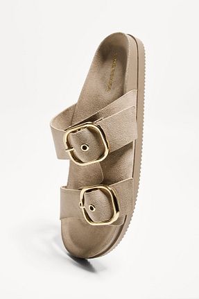 صندل بژ زنانه پاشنه تخت Bershka - کد 926234099