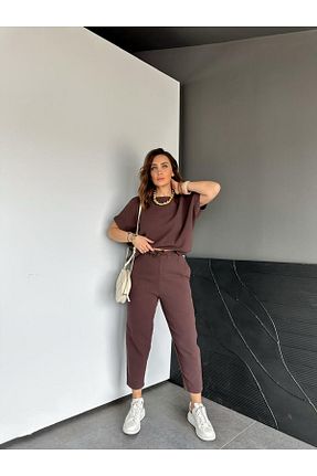 ست بالاتنه و پائین تنه قهوه ای زنانه بافتنی Zerrincan Giyim - کد 926226696