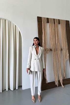 ست بالاتنه و پائین تنه سفید زنانه بافتنی MAGGAZA - کد 926240246