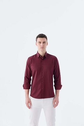 پیراهن زرشکی مردانه Relaxed Jakamen - کد 926303159