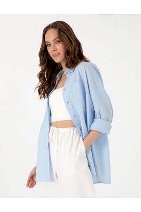 پیراهن آبی زنانه اورسایز Pierre Cardin - کد 926315428