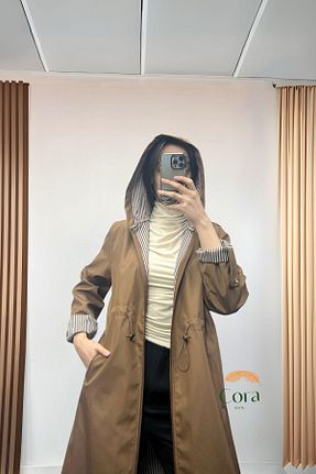 ترنچکت قهوه ای زنانه آستر دار Trendy Butik - کد 926371361