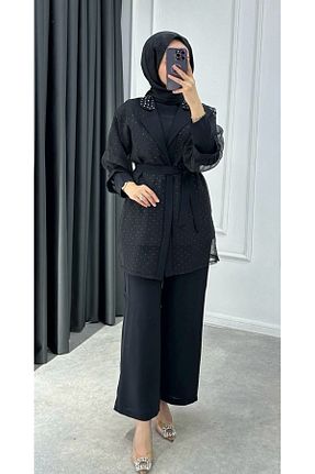 ست بالاتنه و پائین تنه مشکی زنانه بافتنی butiksosyete38 - کد 926313946