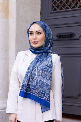 شال آبی زنانه پنبه ای hkpolo - کد 926330338