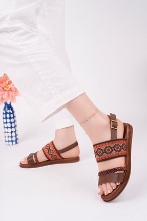 صندل رنگی زنانه پاشنه تخت BAHRİNA - کد 926317781