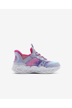 کفش اسنیکر بنفش بچه گانه بند دار Skechers - کد 803383444