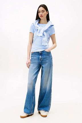 تیشرت متالیک زنانه یقه دوچرخه Tommy Hilfiger - کد 926333046