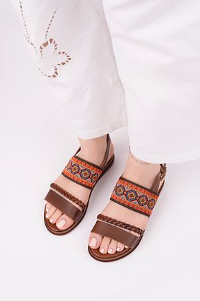 صندل رنگی زنانه پاشنه تخت BAHRİNA - کد 926317781
