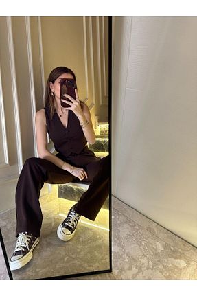 ست بالاتنه و پائین تنه قهوه ای زنانه بافتنی Chamakh - کد 926340785
