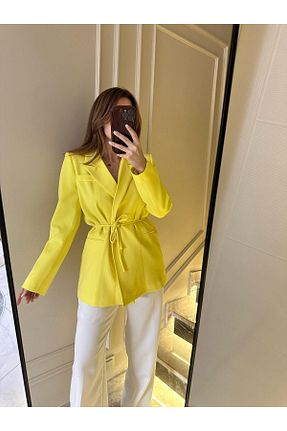 کت زرد زنانه Fitted Chamakh - کد 926349056