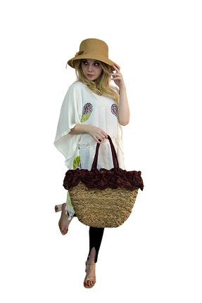 کیف ساحلی رنگی زنانه حصیر Bay Şapkacı - کد 926367982