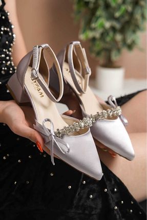 کفش پاشنه بلند کلاسیک طوسی زنانه چرم لاکی ay ayfam shoes - کد 926373491