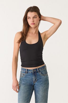 تیشرت مشکی زنانه اسلیم فیت Stradivarius - کد 926374142