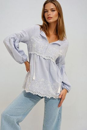 بلوز آبی زنانه ساده VAGGON - کد 926376235