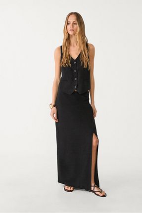 دامن مشکی زنانه ویسکون Stradivarius - کد 926376908