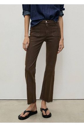 شلوار جین قهوه ای زنانه رگولار MANGO - کد 901096023