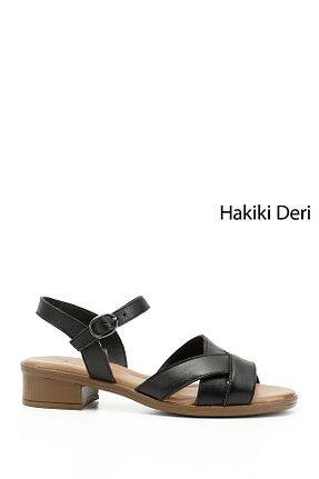 صندل مشکی زنانه پاشنه ضخیم GÖNDERİ(R) - کد 926390999