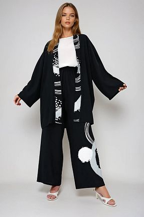ست بالاتنه و پائین تنه مشکی زنانه بافتنی VAGGON - کد 926398494