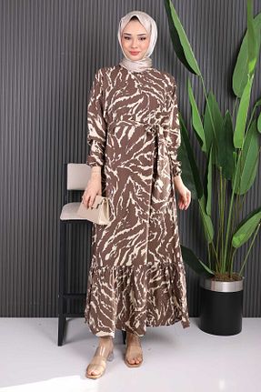 لباس حجاب قهوه ای زنانه رگولار İmajButik - کد 926416798