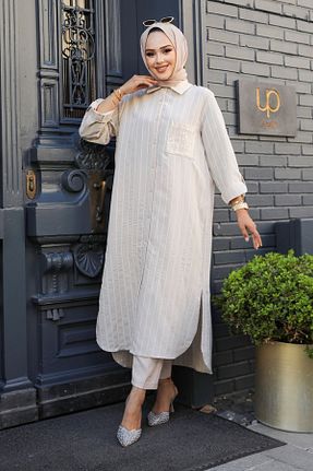 پیراهن حجاب بژ زنانه رگولار Neva Style - کد 847746999