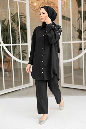 ست بالاتنه و پائین تنه حجاب مشکی زنانه رگولار Neva Style - کد 815737591