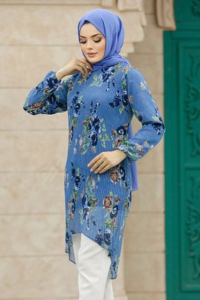 تونیک حجاب سرمه ای زنانه پلی استر Neva Style - کد 768121040