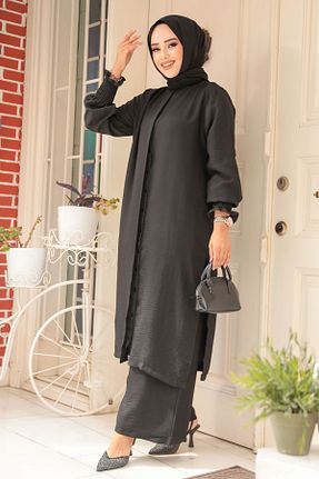 ست بالاتنه و پائین تنه حجاب مشکی زنانه رگولار Neva Style - کد 860037814