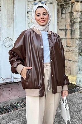 کت حجاب قهوه ای زنانه رگولار Neva Style - کد 788255270