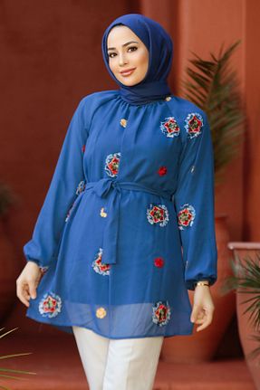تونیک حجاب سرمه ای زنانه پنبه ای Neva Style - کد 809923942
