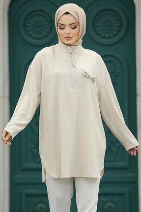تونیک حجاب بژ زنانه پلی استر Neva Style - کد 763105624