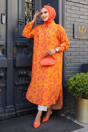تونیک حجاب نارنجی زنانه بافتنی Neva Style - کد 847746927