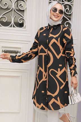 تونیک حجاب قهوه ای زنانه %100 پنبه Neva Style - کد 830261729