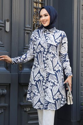تونیک حجاب سرمه ای زنانه %100 پنبه Neva Style - کد 834056840