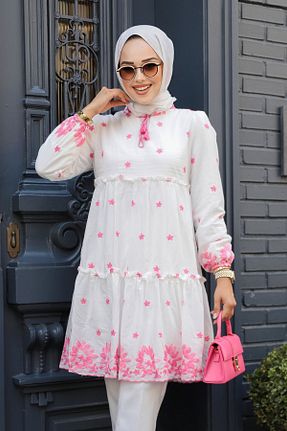تونیک حجاب صورتی زنانه پلی استر Neva Style - کد 835251821