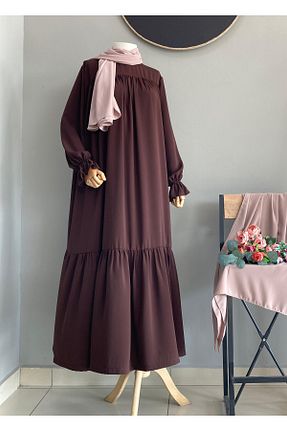 کلاه و ابایا قهوه ای زنانه پنبه پلی استر bassell - کد 926441967