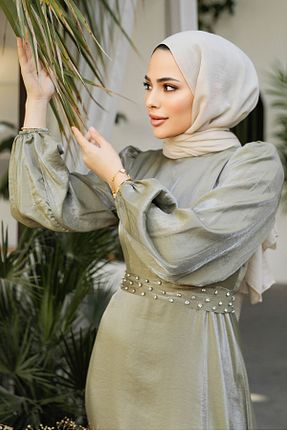لباس مجلسی حجاب سرمه ای زنانه یقه ایستاده Neva Style - کد 814765580