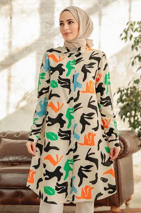 تونیک حجاب بژ زنانه %100 پنبه Neva Style - کد 640356262