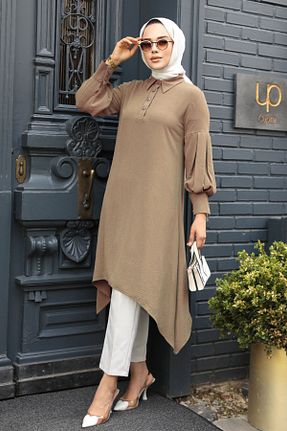 تونیک حجاب قهوه ای زنانه مخلوط پلی استر Neva Style - کد 734326960