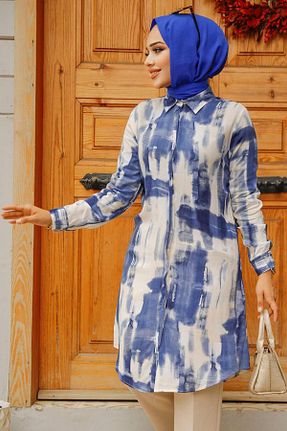 تونیک حجاب سرمه ای زنانه %100 پنبه Neva Style - کد 823103164