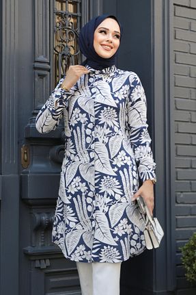تونیک حجاب سرمه ای زنانه %100 پنبه Neva Style - کد 834056840