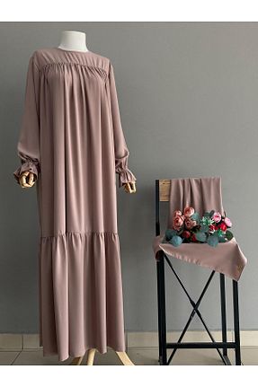 کلاه و ابایا بژ زنانه پنبه پلی استر bassell - کد 926441714